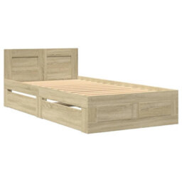 Walplus Bed Frame With Headboard Without Mattress Sonoma Oak 100X200 Cm - thumbnail 3