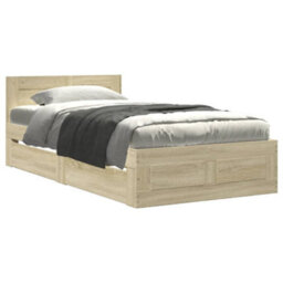 Walplus Bed Frame With Headboard Without Mattress Sonoma Oak 100X200 Cm - thumbnail 2