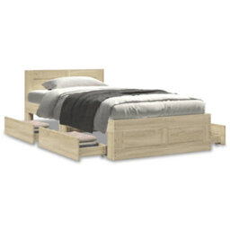 Walplus Bed Frame With Headboard Without Mattress Sonoma Oak 100X200 Cm - thumbnail 4