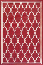 Red Outdoor Rug, Geometric Stain-Resistant Rug For Patio Decks Garden Balcony, Modern Outdoor Area Rug-120Cm (Circle) - thumbnail 4