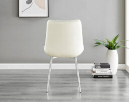 Furniturebox Uk Santorini Brown Round Round Dining Table And 6 Cream Pesaro Silver Leg Chairs - thumbnail 8