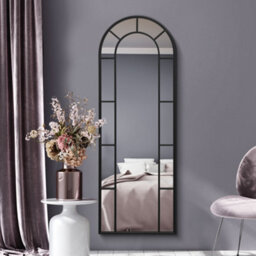 "Mirroroutlet Arcus - Black Framed Arched Leaner / Wall Mirror 67"" X 24"" (170Cm X 60Cm)"