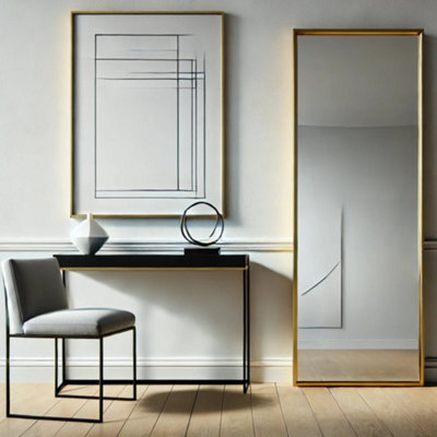 Jōbū Jobu Home - Takara, Full Length Gold Metal Rectangle Mirror - 160Cm X 60Cm - image 1