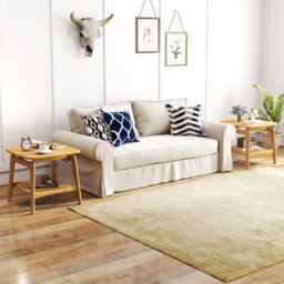 Costway Side Table Bamboo Sofa Side Table W/faux Rattan Storage Shelf-Natural - thumbnail 5