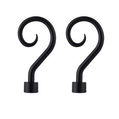 Lister Cartwright 19mm Curtain Pole Ends Finials Pack Of 2 Adjustable Screws Available In Colours Obsidian Black (Plastic Crook Finials)