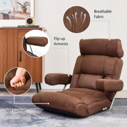 Gainoom Folding Sofa Chair Ergonomic Floor Lounger Sofa W/ 6 Stepless Adjustment Back - thumbnail 8