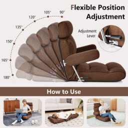 Gainoom Folding Sofa Chair Ergonomic Floor Lounger Sofa W/ 6 Stepless Adjustment Back - thumbnail 6