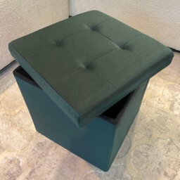 Home Luxe Interiors Green Square Foldable Brushed Velvet Storage Box Pouffe Seat Ottoman - thumbnail 6