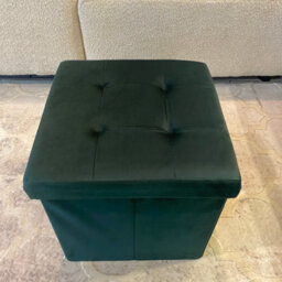 Home Luxe Interiors Green Square Foldable Brushed Velvet Storage Box Pouffe Seat Ottoman - thumbnail 4