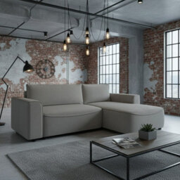 Beliza Corner Sofa Bed With Storage Dl Folding Mechanism 150 And 208 Cm Sleeping Area Upholstered L Shape Sofa Grey Right - thumbnail 1