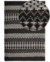 Beliani Rug Sokun Black 140 X 200 Cm Leather - thumbnail 1