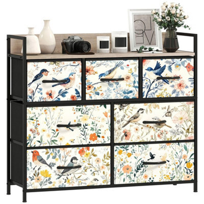 7-Drawer Chest Of Drawers Fabric Dresser White - image 1