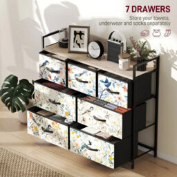 7-Drawer Chest Of Drawers Fabric Dresser White - thumbnail 6