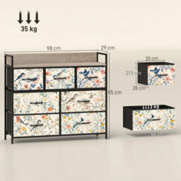 7-Drawer Chest Of Drawers Fabric Dresser White - thumbnail 3