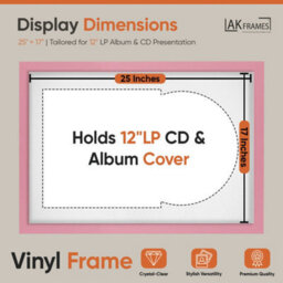 "AK Frames 25X17"" Pink Modern Vinyl Record Frame With White Mount For 12 Inch Lp Cover & Disc - Overlapped Design" - thumbnail 2