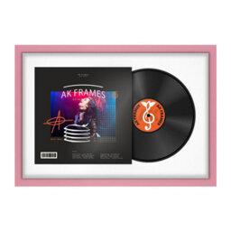 "AK Frames 25X17"" Pink Modern Vinyl Record Frame With White Mount For 12 Inch Lp Cover & Disc - Overlapped Design" - thumbnail 1