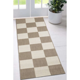 Melrose Eden County Chequered Indoor Outdoor Natural 1mm Pile Height Area Runner Rug - 67/200Cm - thumbnail 4