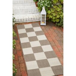 Melrose Eden County Chequered Indoor Outdoor Natural 1mm Pile Height Area Runner Rug - 67/200Cm - thumbnail 1