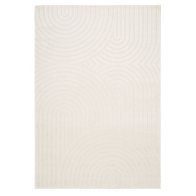 Loomed Cream Beige Groove Velvety Soft Rug 120X170Cm - image 1
