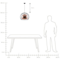 Wyld And Coco Coppercrest 128Cm Industrial Copper Pendant Lamp With Black Cage Shade, Iron Ceiling Light - thumbnail 7
