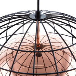 Wyld And Coco Coppercrest 128Cm Industrial Copper Pendant Lamp With Black Cage Shade, Iron Ceiling Light - thumbnail 5