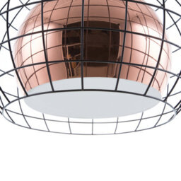 Wyld And Coco Coppercrest 128Cm Industrial Copper Pendant Lamp With Black Cage Shade, Iron Ceiling Light - thumbnail 3