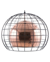 Wyld And Coco Coppercrest 128Cm Industrial Copper Pendant Lamp With Black Cage Shade, Iron Ceiling Light - thumbnail 1