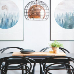 Wyld And Coco Coppercrest 128Cm Industrial Copper Pendant Lamp With Black Cage Shade, Iron Ceiling Light - thumbnail 2