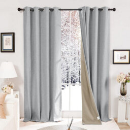 Deconovo 100% Blackout Curtains Faux Linen Eyelet Thermal Insulated For Living Room Blue Grey W 52 X L 63 Inch 1 Pair
