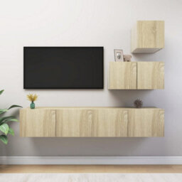 Berkfield 4 Piece Tv Cabinet Set Sonoma Oak Engineered Wood - thumbnail 1