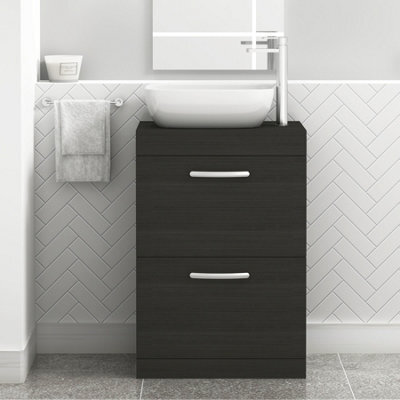 Royal Bathrooms 600mm Floor Standing Vanity Unit 2 Drawer Hale Black & Countertop Basin - Elva - image 1