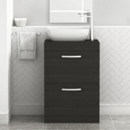 Royal Bathrooms 600mm Floor Standing Vanity Unit 2 Drawer Hale Black & Countertop Basin - Elva - thumbnail 1