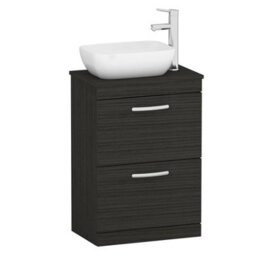 Royal Bathrooms 600mm Floor Standing Vanity Unit 2 Drawer Hale Black & Countertop Basin - Elva - thumbnail 4