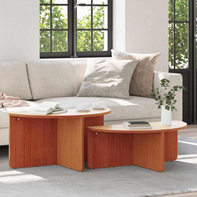 Berkfield Coffee Table 2 Pcs Wax Brown 79 X 39.5 X 40 Cm Solid Pine Wood - image 1