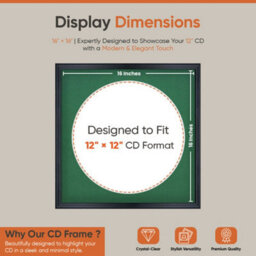 "16X16"" Black Classic Vinyl Record Frame With Emerald Mount For 12 Inch Lp Disc - Ak Frames" - thumbnail 2