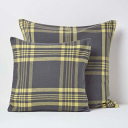 Homescapes Grey & Yellow Tartan Pattern Cushion Cover, 45 X 45 Cm - thumbnail 5