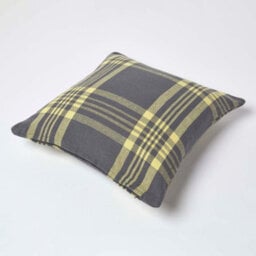 Homescapes Grey & Yellow Tartan Pattern Cushion Cover, 45 X 45 Cm - thumbnail 4