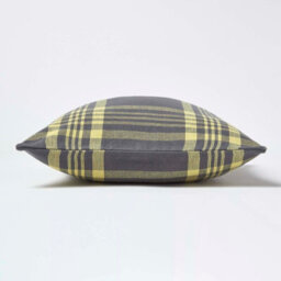 Homescapes Grey & Yellow Tartan Pattern Cushion Cover, 45 X 45 Cm - thumbnail 3
