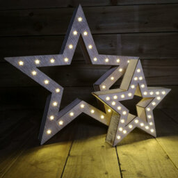 Samuel Alexander Set Of 2 Battery Operated Light Up Wooden Christmas Stars With 60 Warm White Leds - thumbnail 6