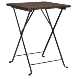 Berkfield 3 Piece Folding Bistro Set Brown Poly Rattan - thumbnail 5