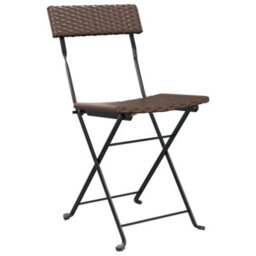 Berkfield 3 Piece Folding Bistro Set Brown Poly Rattan - thumbnail 4