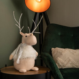 Samuel Alexander 52Cm Battery Operated Plush White Christmas Reindeer With Led Lit Antlers - thumbnail 2