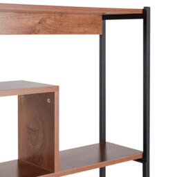 Beliani 6-Tier Open-Back Bookcase Dark Brown Wood-Look Mdf With Black Metal Frame, W120 X D27 X H180Cm - thumbnail 5