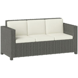 Outsunny Rattan Wicker 3-Seater Sofa Chair Patio Furniture W/ Cushion Cream - thumbnail 2