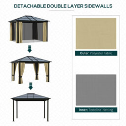 Outsunny 3 X 3.6M Hardtop Gazebo Canopy With Mosquito Netting And Curtains - thumbnail 5