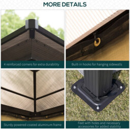 Outsunny 3 X 3.6M Hardtop Gazebo Canopy With Mosquito Netting And Curtains - thumbnail 6