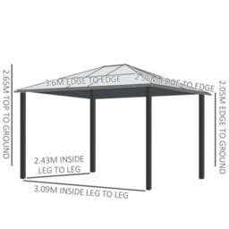 Outsunny 3 X 3.6M Hardtop Gazebo Canopy With Mosquito Netting And Curtains - thumbnail 3