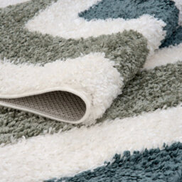 The Rugs Moodi Shaggy Green Marina Rug Runner Bordered Thick High Pile For Living Rooms, Bedrooms, Hallways, Kitchens - thumbnail 4