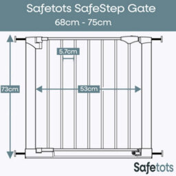 Safetots Safestep Gate, Black, 68Cm - 75Cm, Extra Low Walkthrough, Pressure Fit Safety Gate, Baby Gate For Stairs And Doors - thumbnail 3