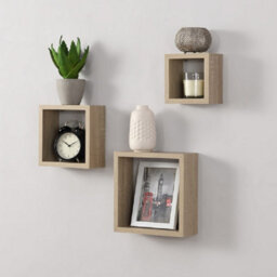 Spot On Dealz Cali Wall Floating Cube Box Shelf/shelves Set Of 3 Wall Hanging Display Shelving Unit-Oak - thumbnail 1